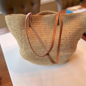 J crew straw summer tote